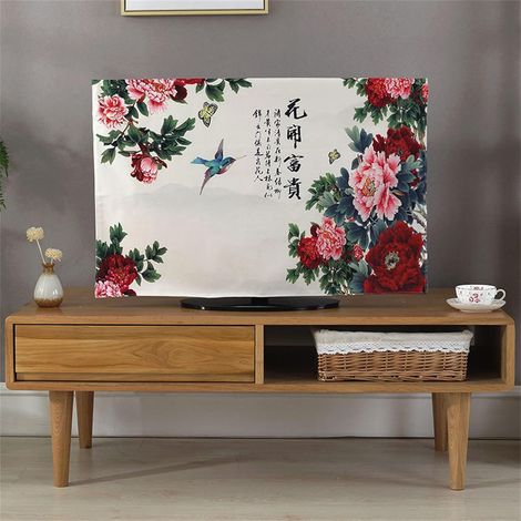TV Cover, Peony Flower Print, Protective Television Cover, Elastic TV Screen Protector, Dustproof TV Cover (60 inch, Blue Bird) (1/5)