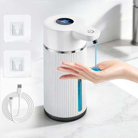 420 ml automatischer Savon-Verteiler mit LCD-Bildschirm – wiederaufladbarer weißer Savon-Verteiler, angepasst an die Küche, Badezimmer (1/4)