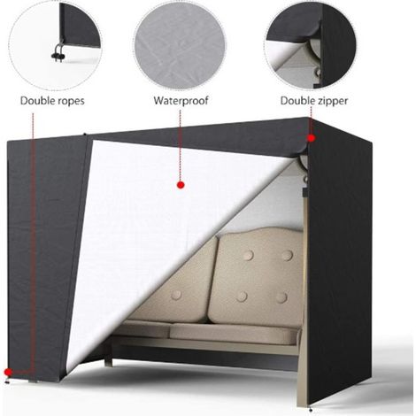 Schutzhülle für Schaukel – wasserdicht – UV-beständig – winterfest – 190T Oxford-Gewebe – 220 x 125 x 170 cm – für Schaukel – Schwarz