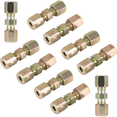 Lot de 10 raccords de conduite de frein 4,75 mm, raccord de tuyau de frein sans évasement, raccord de réparation pour conduites de frein, réparation facile des conduites de frein (1/5)