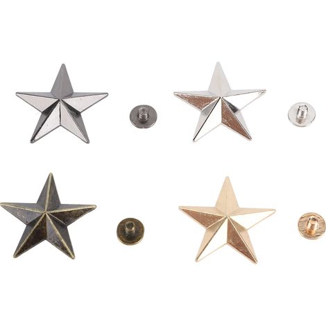 Lot de 100 rivets étoiles, 4 couleurs, clous et pointes décoratifs en alliage de 26 mm pour vêtements, sacs et chaussures (1/5)