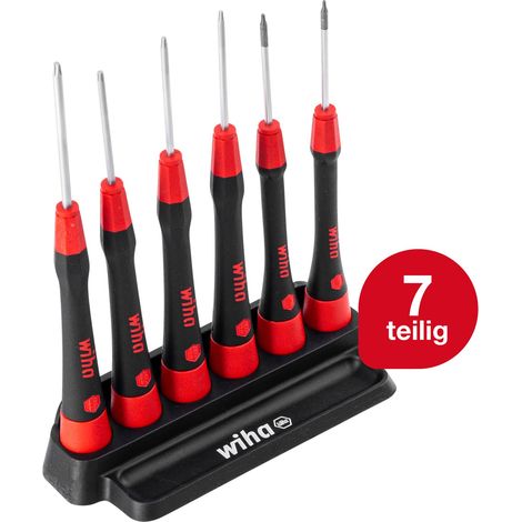 Wiha Feinschraubendreher Set PicoFinish® (42997) 7-tlg. Torx I Präzisionsschraubendreher mit Halter I Uhrmacherwerkzeug, Mini Set Modellbau (1/5)