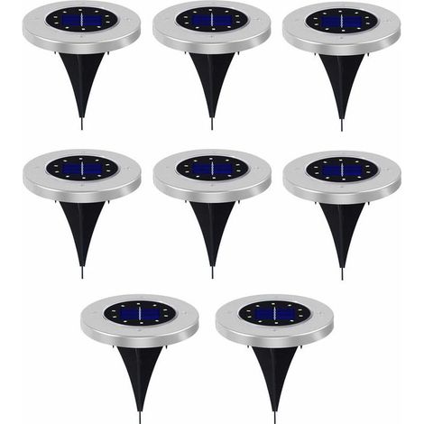 8-piece solar ground light set, LED solar disc lights, waterproof outdoor garden lighting – 10 warm white LEDs (1/5)
