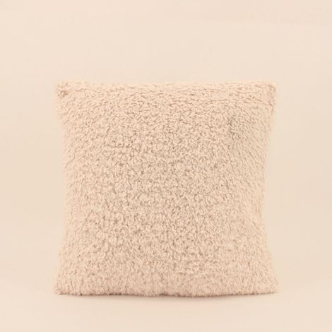 Coussin bouclette marron 40x40cm (1/5)
