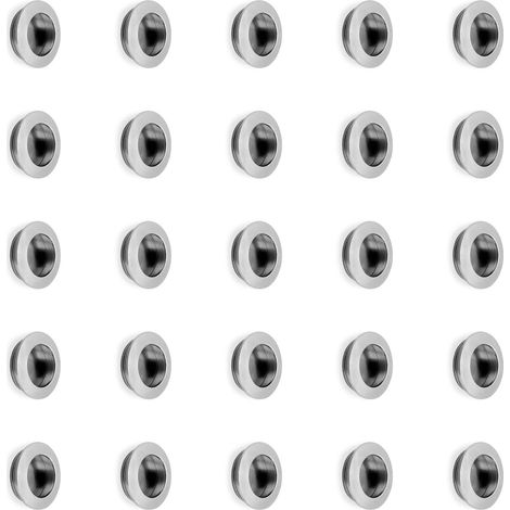 Emuca Lote de 25 pomos para mueble Benetusser, diámetro 41mm, Zamak, Níquel satinado
