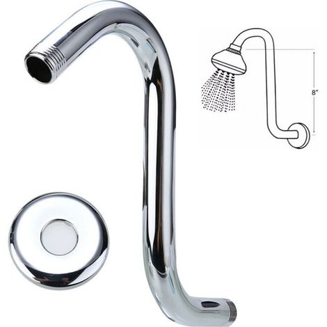 Bras de douche relevable en acier à col de cygne courbé en S allongé de 20 cm (8 po) (1/5)