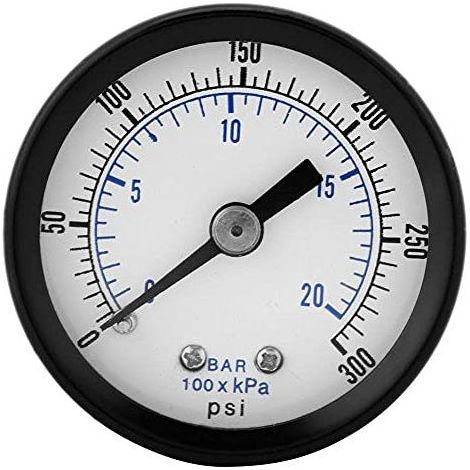 Manomètre 40 mm – 0-20 bar / 0-300 PSI – double échelle – pneumatique / hydraulique – eau / gaz / huile – 1/8" BSPT – laiton (1/5)