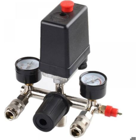 Regulateur De Pression - Avec Pressostat - Pour Compresseur - 2 Manometres - Raccord Filete 20 67 Mm - Pression Max 8 Bar - 240 V 16 A (1/5)