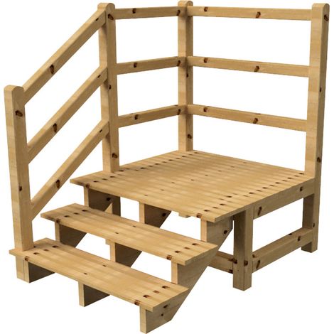MILANO Außentreppe 3 Stufen H54 cm - Podest L116 x B120 cm - Treppengeländer links - Podestgeländer links und hinten
