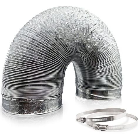 Tuyau de ventilation flexible en aluminium Ø150 mm longueur 5 m, pour hotte aspirante et ventilateur tubulaire (1/3)