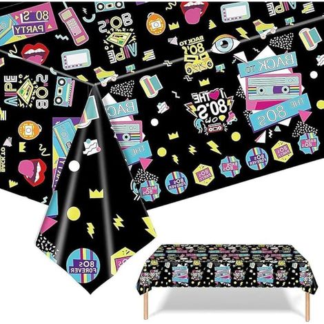 80er Jahre Party Tischdecken 3er Set 130x220cm Retro Rock Roll Motiv