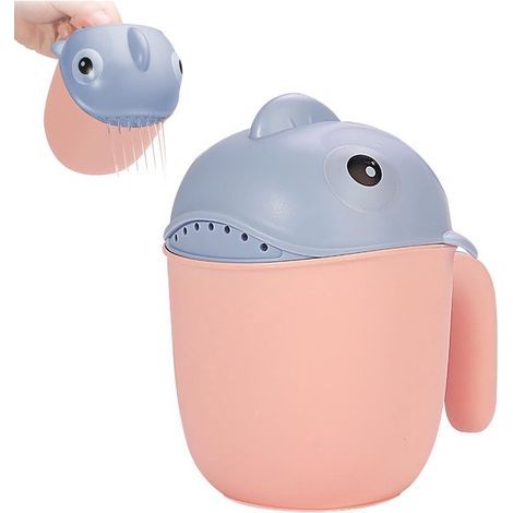 Gobelet de rinçage pour bébé - Rose/Bleu - Lave les cheveux sans larmes - Tube de lavage en poils de poisson (1/5)