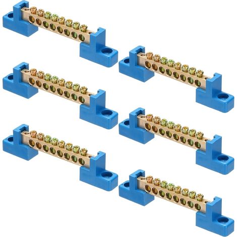 6 Pcs Barre De Mise À La Terre Bornier Barre De Mise À La Terre Laiton 8 Positions Bloc De Mise À La Terre Pour Electric Box, Blue (1/5)