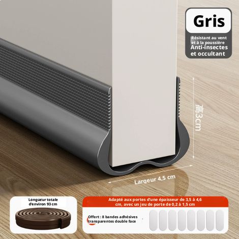 Joint d’étanchéité souple PVC gris bas de porte 93 cm, isolation thermique et acoustique, anti‑poussière anti‑insectes réglable, fourni avec 8 bandes adhésives double face pour installation simple (1/5)