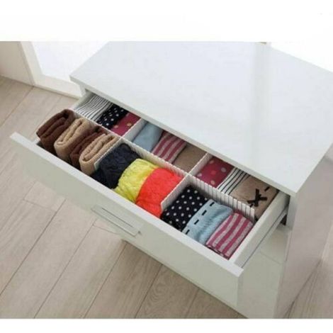 TrAdE Shop Traesio - Divisorio Per Cassetti Set Divisore 3 Pezzi Separatore In Plastica Bianco - (1/2)