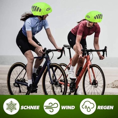 Protection anti-pluie pour casque de vélo avec housse imperméable - 2 pièces - Housse de casque réfléchissante pour vélo - Protège de la pluie - Rose et vert (1/5)