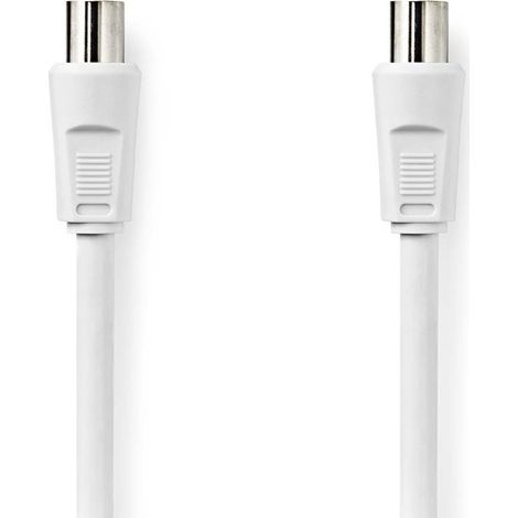 Nedis Koaxial Kabel / IEC (Coax) Stecker / IEC (Coax) Stecker / Vernickelt / 90 dB / 75 Ohm / Doppelt geschirmt / 3.00 m / Rund / PVC / Weiss / Label (1/2)