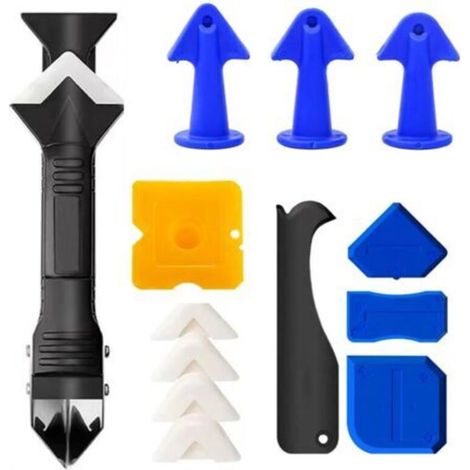 3 en 1 Silicone Grattage à joint Kit d'outils de calfeutrage en silicone pour enlever le calfeutrage Buse d'étalement Applicateur de mastic et outils de finition (1/5)