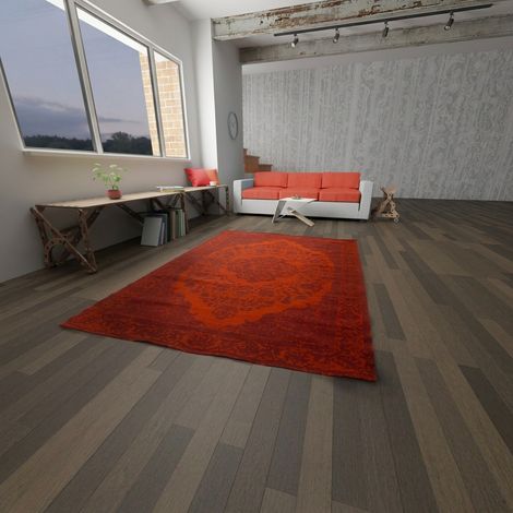 Tapis vintage Milano - Tapis vintage  - 290x200cm, Rectangular - 100% Laine vierge - Tufté main - Rouge