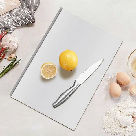 Planche à Découpe Inox 304, Planche à Pétrir 70 x 50 cm, Bord Plié Antidérapant, Double-Face 1,5 mm, Surface Brossée, Idéale pour Cuisine, Pâtisserie et Restauration