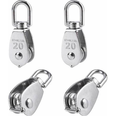 Ahlsen Stück 20 mm Einzelrolle, 304 Edelstahl, Heberolle, Tragkraft: 75 kg – Silber