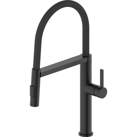 ATON mitigeur d'évier sur pied avec douche, noir mat (1/4)