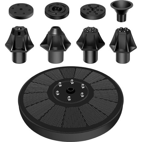 Solar-Springbrunnenpumpe 3W, solarbetrieben, für den Außenbereich, Vogeltränke, 7 Sprühmuster, Wasserpumpe mit LED-Beleuchtung