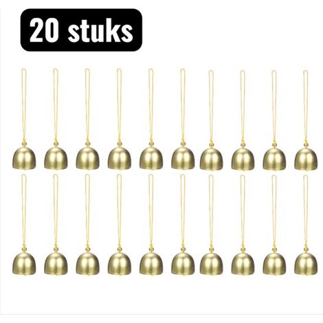 20 pièces - Fermetures - Horloges murales - Mini cloche - Cloche dorée - Petites cloches en laiton avec cordon - Cloches décoratives pour carillon éolien, porte-clés DIY - Cordon jaune (1/5)