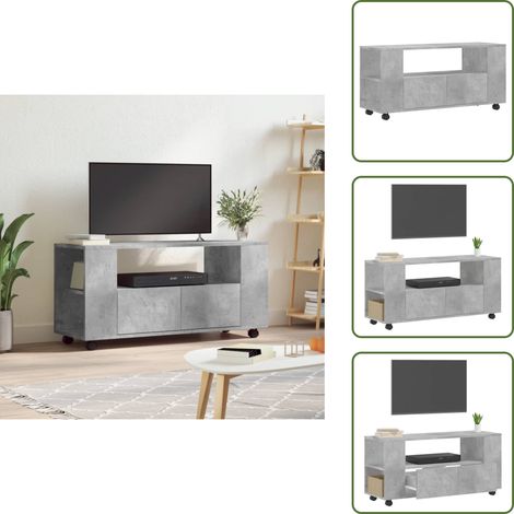 Meuble TV gris béton 102x34,5x43 cm bois d'ingénierie - Meuble Tv - Meuble Audiovisuel - Support Tv - Unité Tv - Meuble Salle Séjour (1/5)