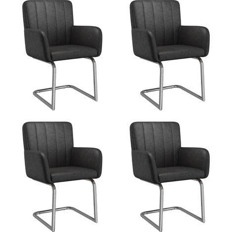 Set de 2 sillas de comedor tapizadas en polipiel negra con patas de metal MODENUIT (1/5)