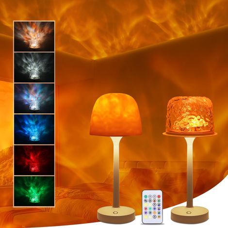 Projecteur de ciel étoilé, lampe océan 16 couleurs, lampe à vagues, lampes aurores boréales à intensité variable avec télécommande et fonction tactile,lumière aurore rechargeable, projecteur de [Class (1/5)