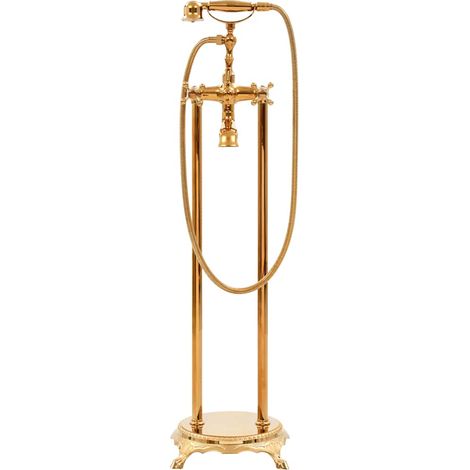 vidaXL Grifo para bañera de pie acero inoxidable dorado 99,5 cm (1/2)