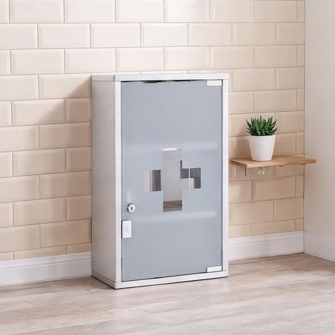 Meuble de rangement mural pour pharmacie 30 x 12 x 60 cm en acier (1/5)