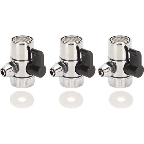 Adaptateur Robinet Évier Métal 3 Pièces G2.5/8 Vanne Dérivation Universelle Installation Facile