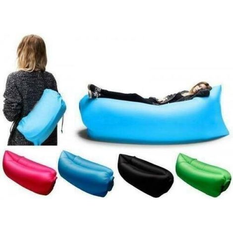 LETTINO GONFIABILE MARE PISCINA SACCO AD ARIA DIVANO BANANA LETTO SOFA MATERASSO SDRAIO
