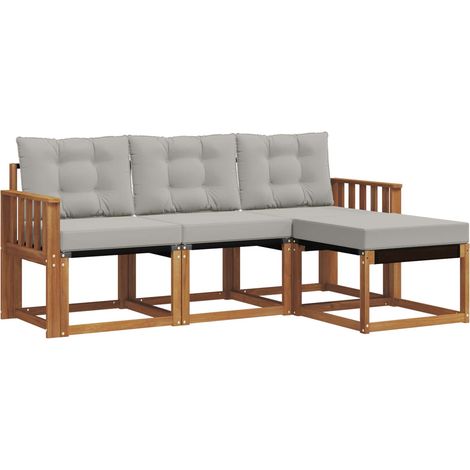 Conjunto de sofás de exterior 4 pcs Gris Natural y Claro vidaXL (1/5)