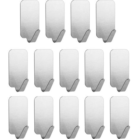 14 ganci da parete autoadesivi in acciaio inox, non sono necessari chiodi, per cucina/bagno/ufficio/armadio (1/4)