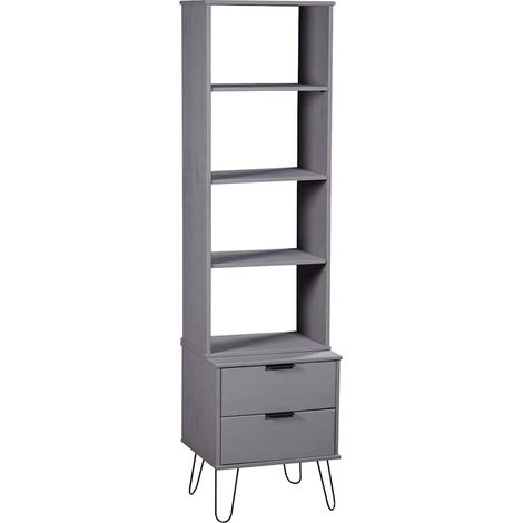 Book Cabinet New York Grey Solid Pine Wood vidaXL (1/5)