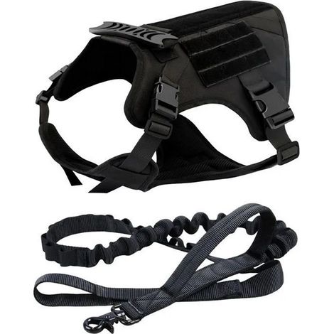 Harnais tactique pour chien, gilet à boucle pour chien de travail militaire, harnais d'entraînement sans tension-laisse + gilet (1/4)