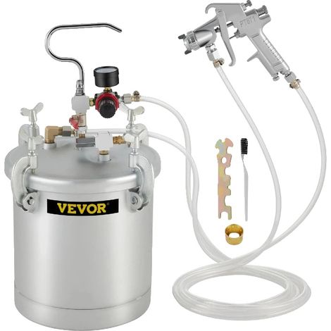 Pot de peinture sous pression, capacité de 10L, fonctionnement pneumatique, comprend un pistolet de pulvérisation (1/5)