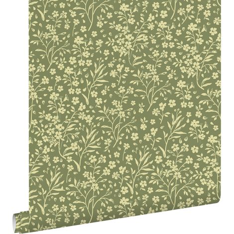 papier peint fleurs vert - ESTAhome (1/5)