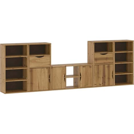vidaXL Muebles de TV 5 uds. con almacenaje "ODDA" madera maciza pino (1/2)