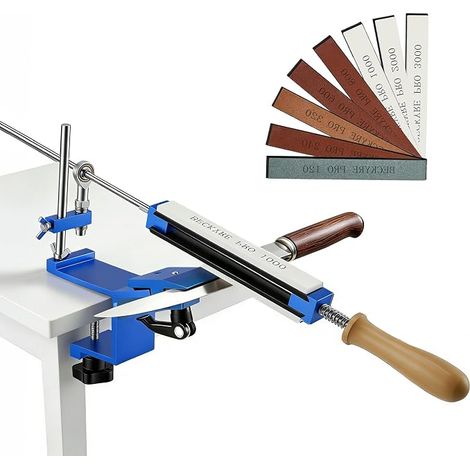 Afilador de cuchillos de ángulo fijo, sistema profesional de afilado de cuchillos con 8 piedras de afilar, afilador manual de cuchillos para herramientas de afilado y pulido fino. (1/5)