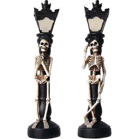 Lampe Squelette Halloween Lumineuse - Décoration Résine Éclairage Fête, 1 Paire de Lamps de Rue pour Soirée (1/5)