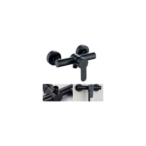 Trimec – Robinet mitigeur de douche en acier inoxydable 304 – Finition noire – Montage mural – Poignée élargie pour contrôle température