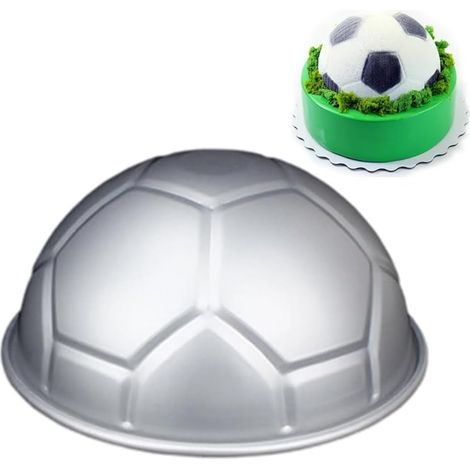 Moule à Gâteau Ballon de Football 3D 6 inch, Moule en Aluminium pour Décorations de Fête de Football Anniversaires, Plateau à Gâteau en Aluminium