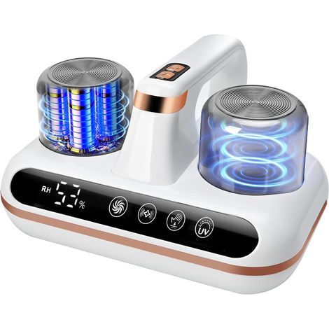 Kabelloser Matratzenstaubsauger gegen Hausstaubmilben (26 kPa) mit Feuchtigkeitssensor, UV-C-Licht, waschbarem HEPA-Filter und rotierender Bürste – entfernt Allergene – inklusive 2 Ersatzfiltern (1/5)