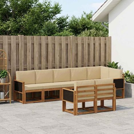 vidaXL Outdoor-Sofagarnitur 8 Stk. Natur und Beige Polyester (1/5)