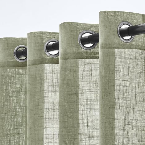 Lot de 2 Rideaux en Lin Translucides Voilage à Oeillets Rideaux et Draperies Intérieurs Modernes pour Chambre Fenêtre Salon Coucher 140x225 cm Gruau (1/5)