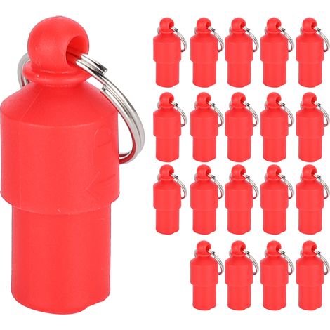 Lot de 20 étiquettes anti-perte pour animaux de compagnie (chien/chat) avec nom et adresse, à ranger dans un tube cylindrique (rouge) (1/5)